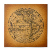 アンティークアースワールドマップヴィンテージグローブアート タイル (正面)