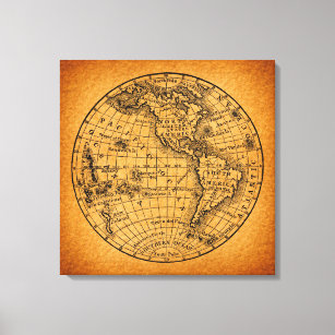アンティークアース世界地図ヴィンテージグローブアート キャンバスプリント