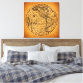 アンティークアース世界地図ヴィンテージグローブアート キャンバスプリント (インサイチュ (寝室))