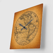 アンティークアース世界地図ヴィンテージグローブアート スクエア壁時計 (傾斜)