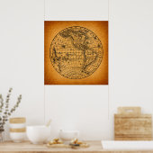 アンティークアース世界地図ヴィンテージグローブアート ポスター (キッチン)