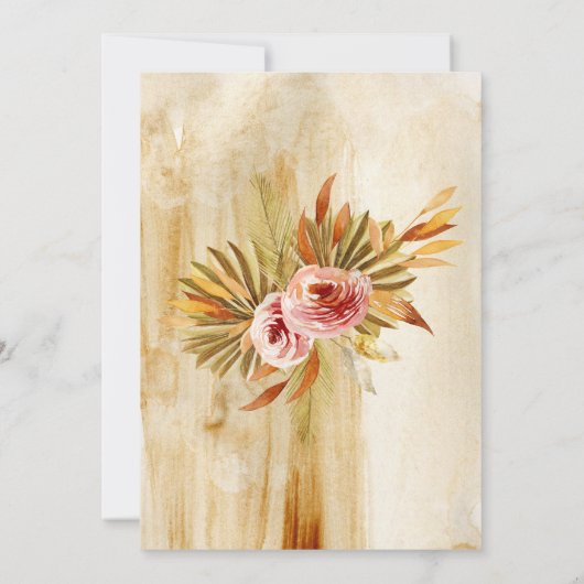 アンティークアーチ型金ゴールドボヘミアン乾結婚花 招待状 (裏面)