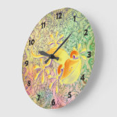 アンティークアートオーナメントパターン+笑顔のゲッコ ラージ壁時計 (傾斜)