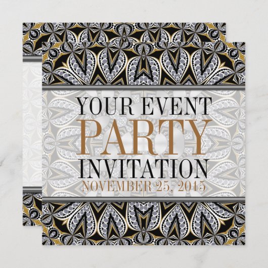 アンティークアートデコールアダルトカクテルパーティの招待状 招待状 (正面/裏面)