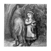 アンティークアートレッドライディングフードとオオカミファンタジー タイル (正面)