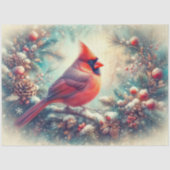 アンティークアート（鳥）ショウジョウコウカンチョウinスノーフォレストデクページ 薄葉紙 (正面)