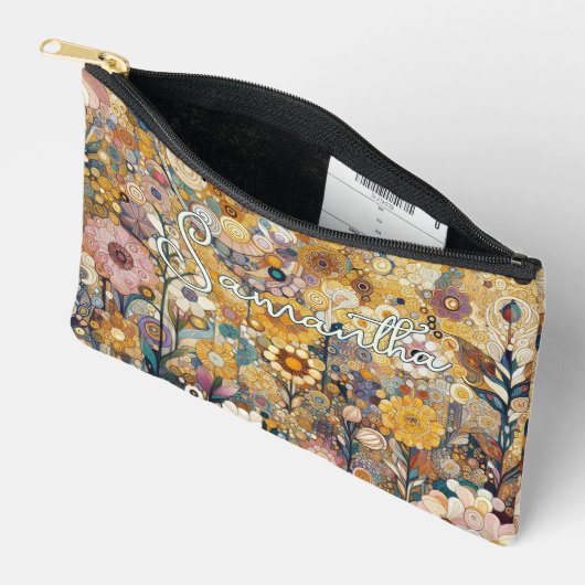 アンティークアールヌーボースタイルファインアート絵を描フローラ アクセサリーポーチ (見開き)