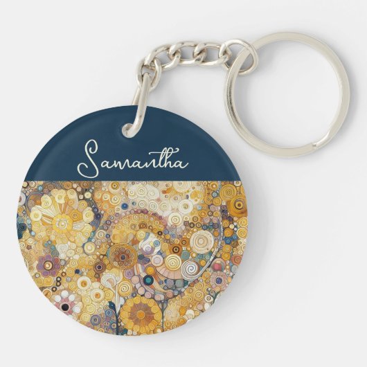 アンティークアールヌーボースタイルファインアート絵を描フローラ キーホルダー (裏面)