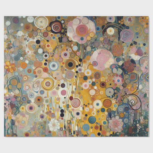 アンティークアールヌーボースタイルファインアート絵を描フローラ ラッピングペーパー (フラット)