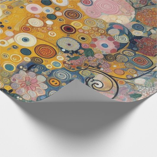 アンティークアールヌーボースタイルファインアート絵を描フローラ ラッピングペーパー (角)