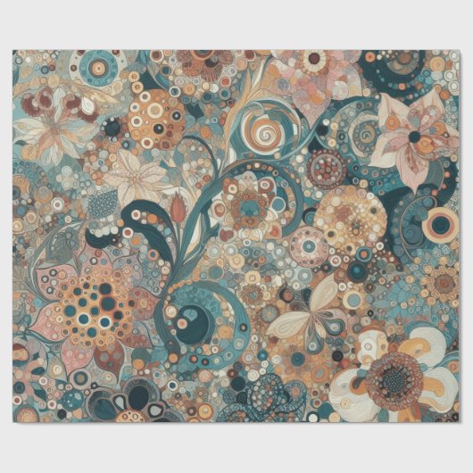 アンティークアールヌーボースタイルファインアート絵を描フローラ ラッピングペーパー (フラット)