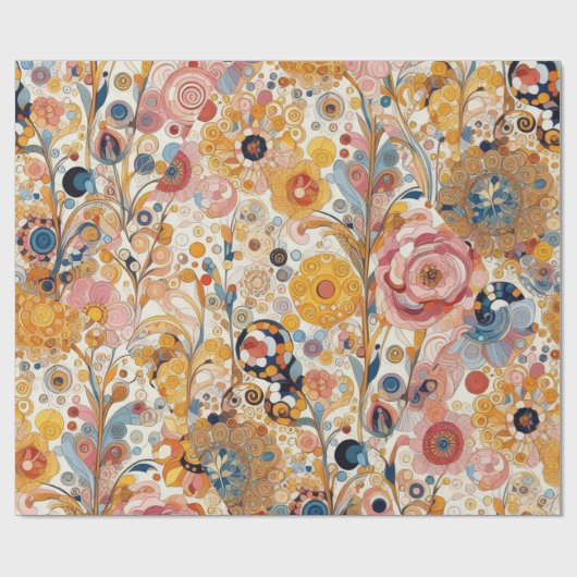 アンティークアールヌーボースタイルファインアート絵を描フローラ ラッピングペーパー (フラット)