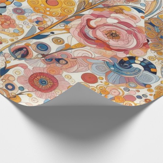 アンティークアールヌーボースタイルファインアート絵を描フローラ ラッピングペーパー (角)