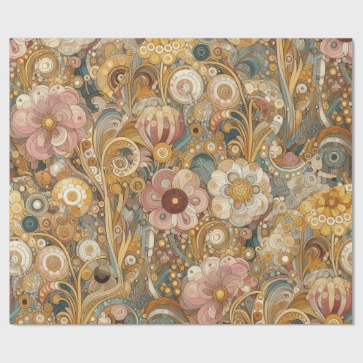アンティークアールヌーボースタイルファインアート絵を描フローラ ラッピングペーパー (フラット)