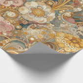 アンティークアールヌーボースタイルファインアート絵を描フローラ ラッピングペーパー (角)
