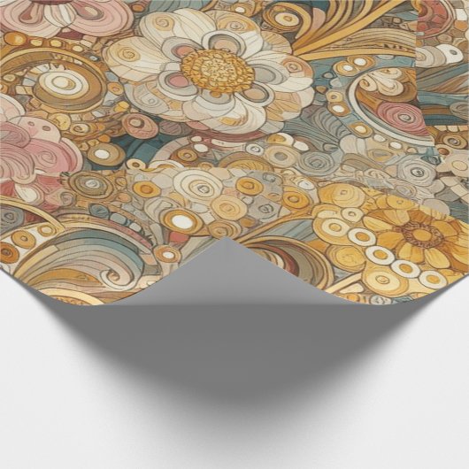 アンティークアールヌーボースタイルファインアート絵を描フローラ ラッピングペーパー (角)