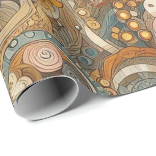アンティークアールヌーボースタイルファインアート絵を描フローラ ラッピングペーパー (ロールコーナー)