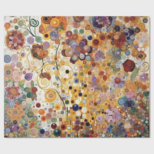 アンティークアールヌーボースタイルファインアート絵を描フローラ ラッピングペーパー (フラット)