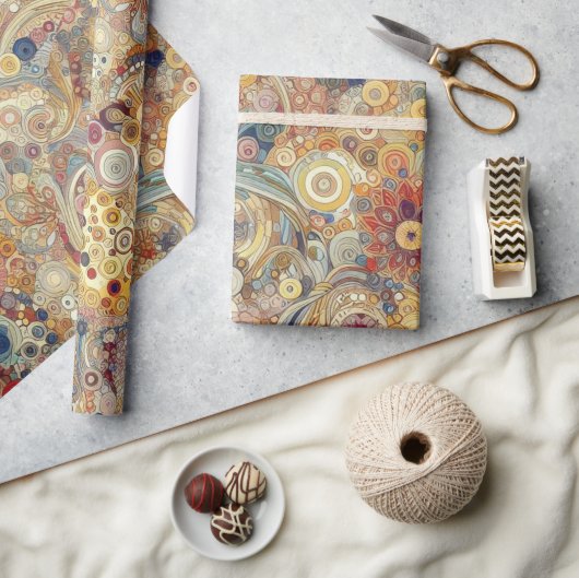 アンティークアールヌーボースタイルファインアート絵を描フローラ ラッピングペーパー (クラフト)