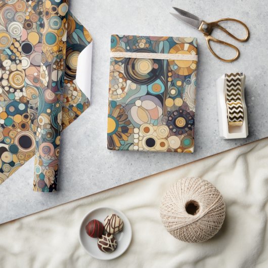 アンティークアールヌーボースタイルファインアート絵を描フローラ ラッピングペーパー (クラフト)