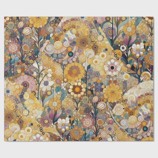 アンティークアールヌーボースタイルファインアート絵を描フローラ ラッピングペーパー (フラット)