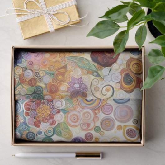 アンティークアールヌーボースタイルファインアート絵を描フローラ 薄葉紙 (ギフト)