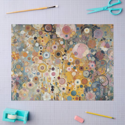 アンティークアールヌーボースタイルファインアート絵を描フローラ 薄葉紙 (クラフト)