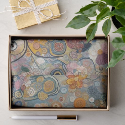 アンティークアールヌーボースタイルファインアート絵を描フローラ 薄葉紙 (ギフト)