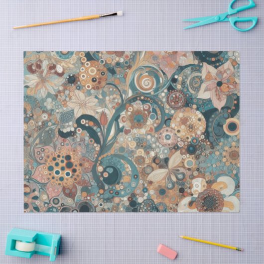 アンティークアールヌーボースタイルファインアート絵を描フローラ 薄葉紙 (クラフト)