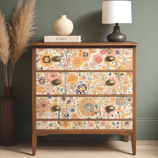 アンティークアールヌーボースタイルファインアート絵を描フローラ 薄葉紙