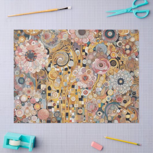 アンティークアールヌーボースタイルファインアート絵を描フローラ 薄葉紙 (クラフト)