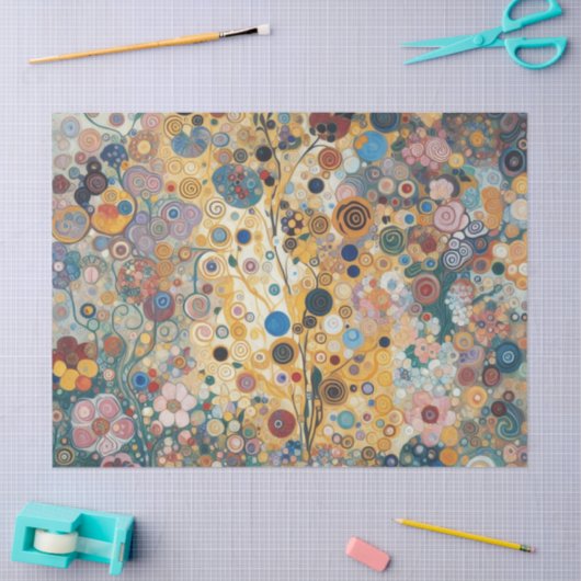 アンティークアールヌーボースタイルファインアート絵を描フローラ 薄葉紙 (クラフト)