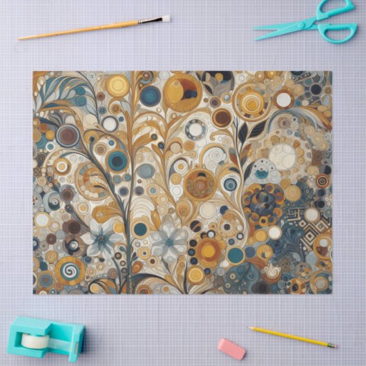 アンティークアールヌーボースタイルファインアート絵を描フローラ 薄葉紙 (クラフト)