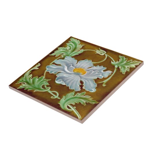 アンティークアールヌーボーマジョリカフェイクレリーフ、 浮き彫りレプロ タイル (側面)