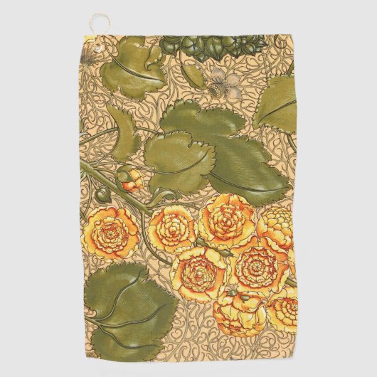 アンティークイエローフラワーズゴルフタオル ゴルフタオル (正面)