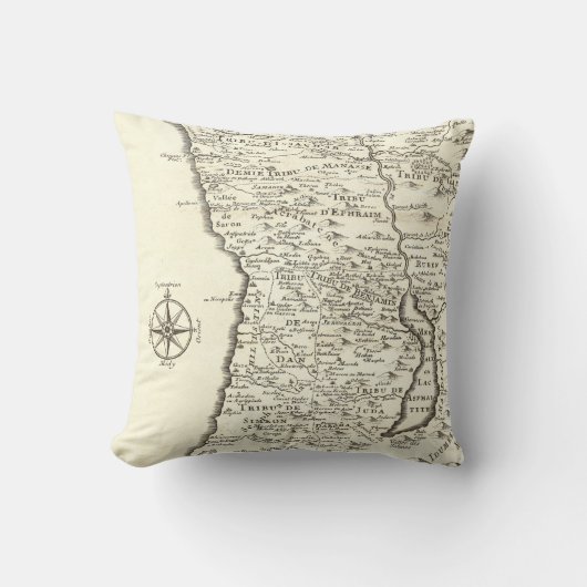 アンティークイスラエルの地図の部族ユニークヴィンテージ クッション (正面)