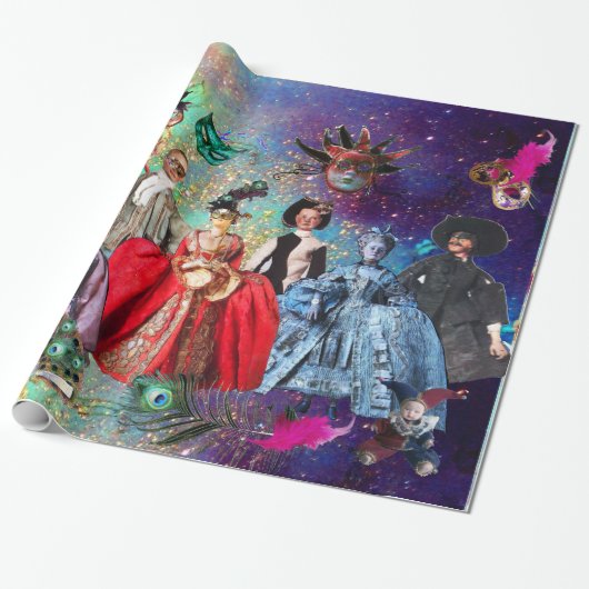 アンティークイタリアンの人形と仮面の仮装パーティー ラッピングペーパー (アンロールド)