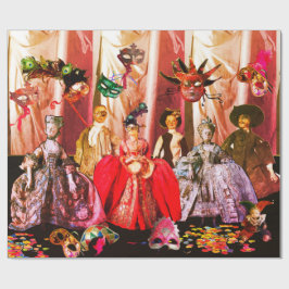 アンティークイタリアンの人形と仮面の仮装パーティー ラッピングペーパー