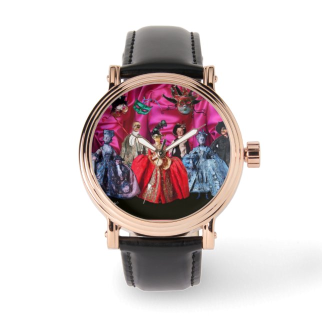 アンティークイタリアンの人形と仮面の仮装パーティー 腕時計 (正面)