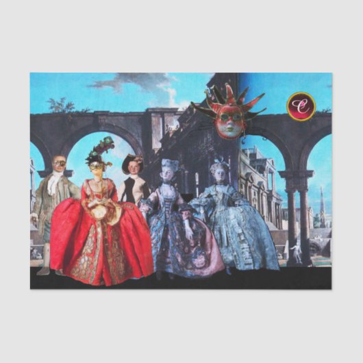 アンティークイタリアンの人形、仮面仮面 薄葉紙 (正面)