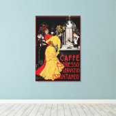 アンティークイタリアンコーヒーバーエスプレッソ広告ポスター キャンバスプリント (インサイチュ (ウッドフロア))