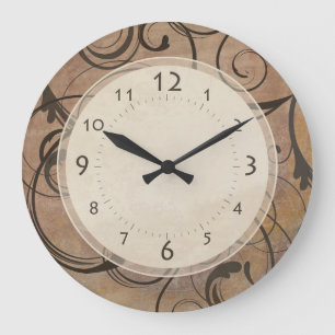 アンティークイタリアンスエレガントワールツスカニーブラウン ラージ壁時計