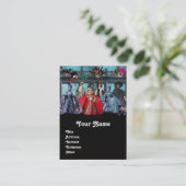 アンティークイタリアンパペット仮装マスク，コスチューム 名刺 (スタンド正面)