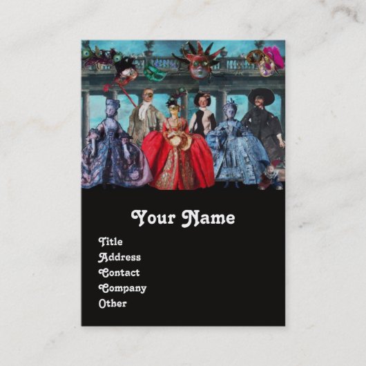 アンティークイタリアンパペット仮装マスク，コスチューム 名刺 (正面)