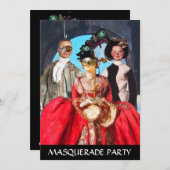 アンティークイタリアン人形仮装コスチュームパーティー 招待状 (正面/裏面)