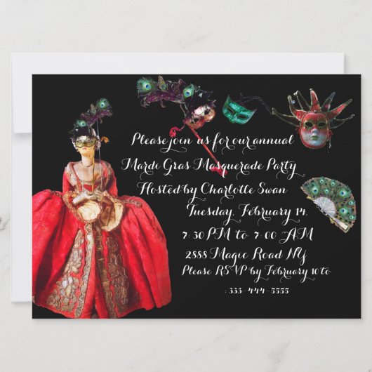 アンティークイタリアン人形仮装コスチュームパーティー 招待状 (裏面)