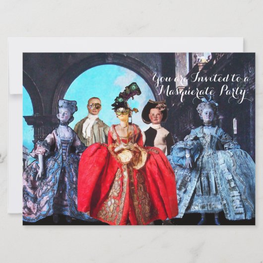 アンティークイタリアン人形仮装コスチュームパーティー 招待状 (正面)