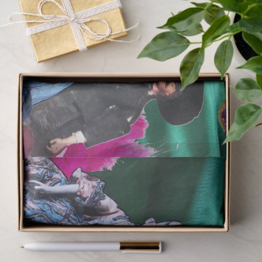 アンティークイタリアン人形、仮装パーティーマスク 薄葉紙 (ギフト)