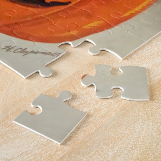 アンティークイラストレーションエフエマブラックキャットハロウィーン ジグソーパズル (側面)