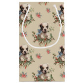 アンティークイラストレーションスイートドッグクリスマスパターン スモールペーパーバッグ (裏面)